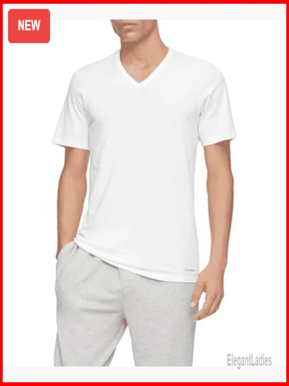 Men's Slim Fit Cotton Undershirts 3-Pack V-Neck Short Sleeve
